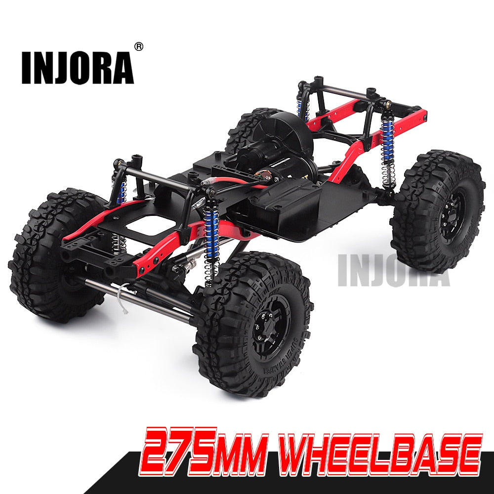 INJORA RC Car 275mm Wheelbase Assembled Frame Chassis with Wheels for 1/10 RC Crawler Car SCX10 D90 TF2 MST