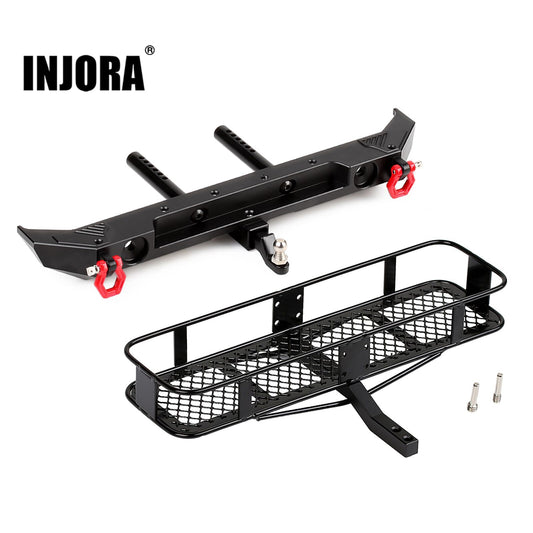INJORA Metal Rear Bumper & Back Hitch Carrier Rack for 1/10 RC Crawler Car Axial SCX10 90046 SCX10 III AXI03007 Upgrade Parts