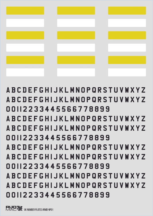 RudMac 1/10th Scale Number Plate Decals