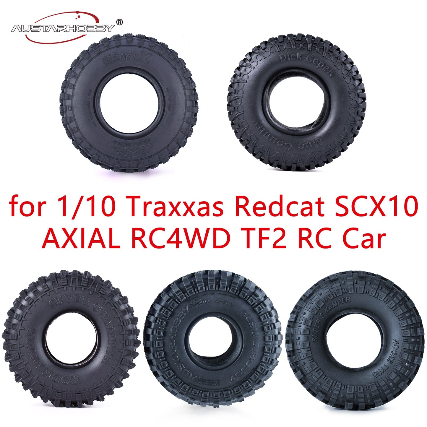 4PCS 1.9 Inch RC Car Wheels Tires Rubber Rocks Crawler Tyre for 1/10 Traxxas Redcat Axial SCX10 RC4WD D90 TF2 Tamiya