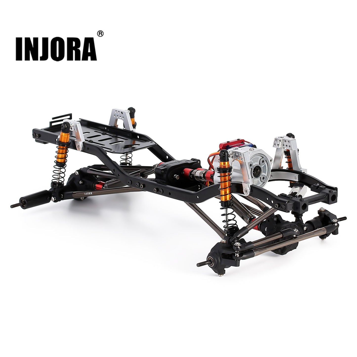 INJORA 313 mm wielbasis metalen chassisframe met prefixale enkele / 2-speed transmissie voor 1/10 RC crawler auto Axial SCX10 90046