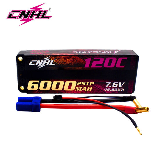 CNHL Lipo 2S 7.6V Battery 6000mAh 120C HV Hard Case With EC5 Plug For RC Car Boat Drone Airplane Truck Tank Vehicle Truggy