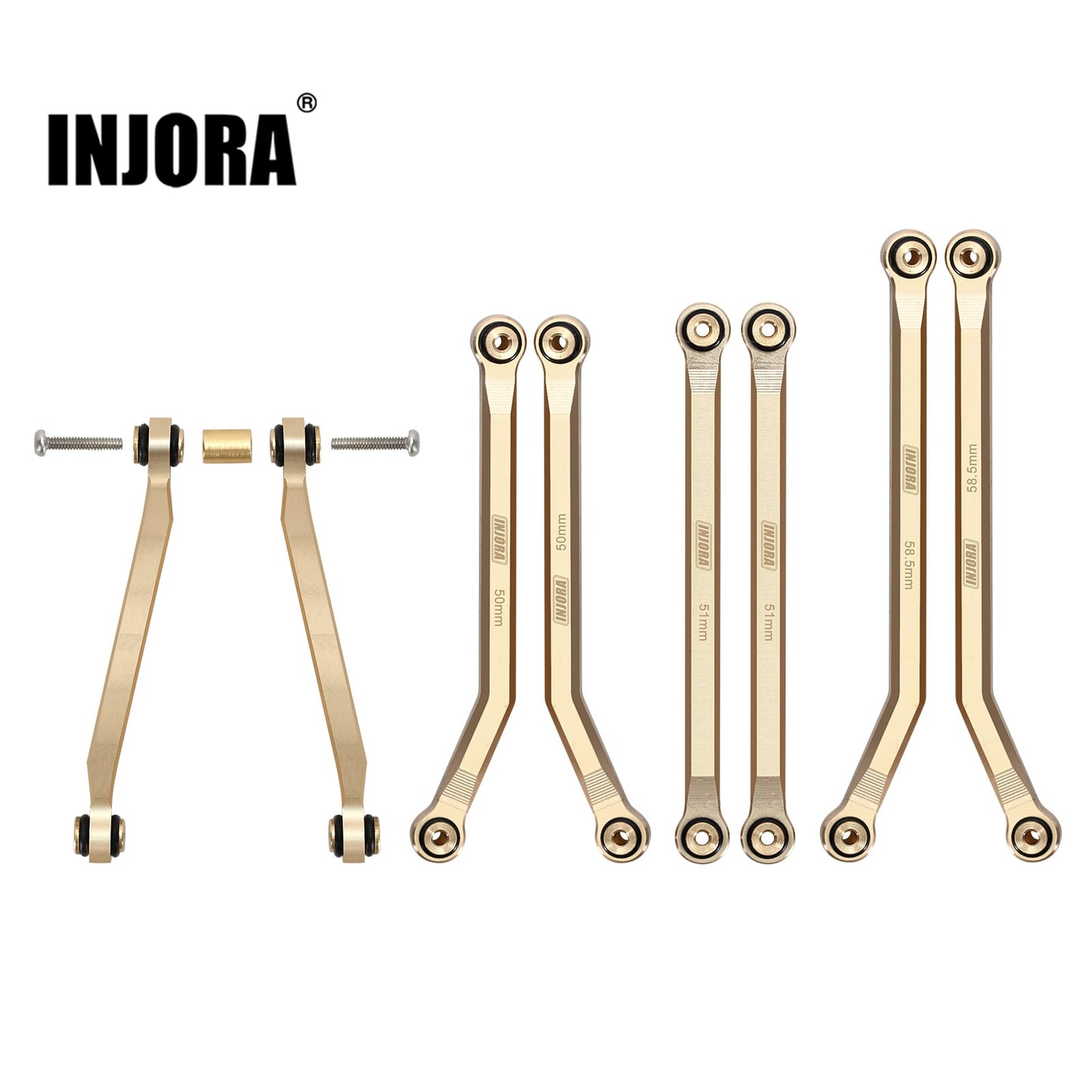 INJORA 37g Zwaar Messing Hoge Klaring Chassis 4 Links Set voor 1/24 RC Crawler Auto Axiale SCX24 C10 JEEP JLU Ford Bronco