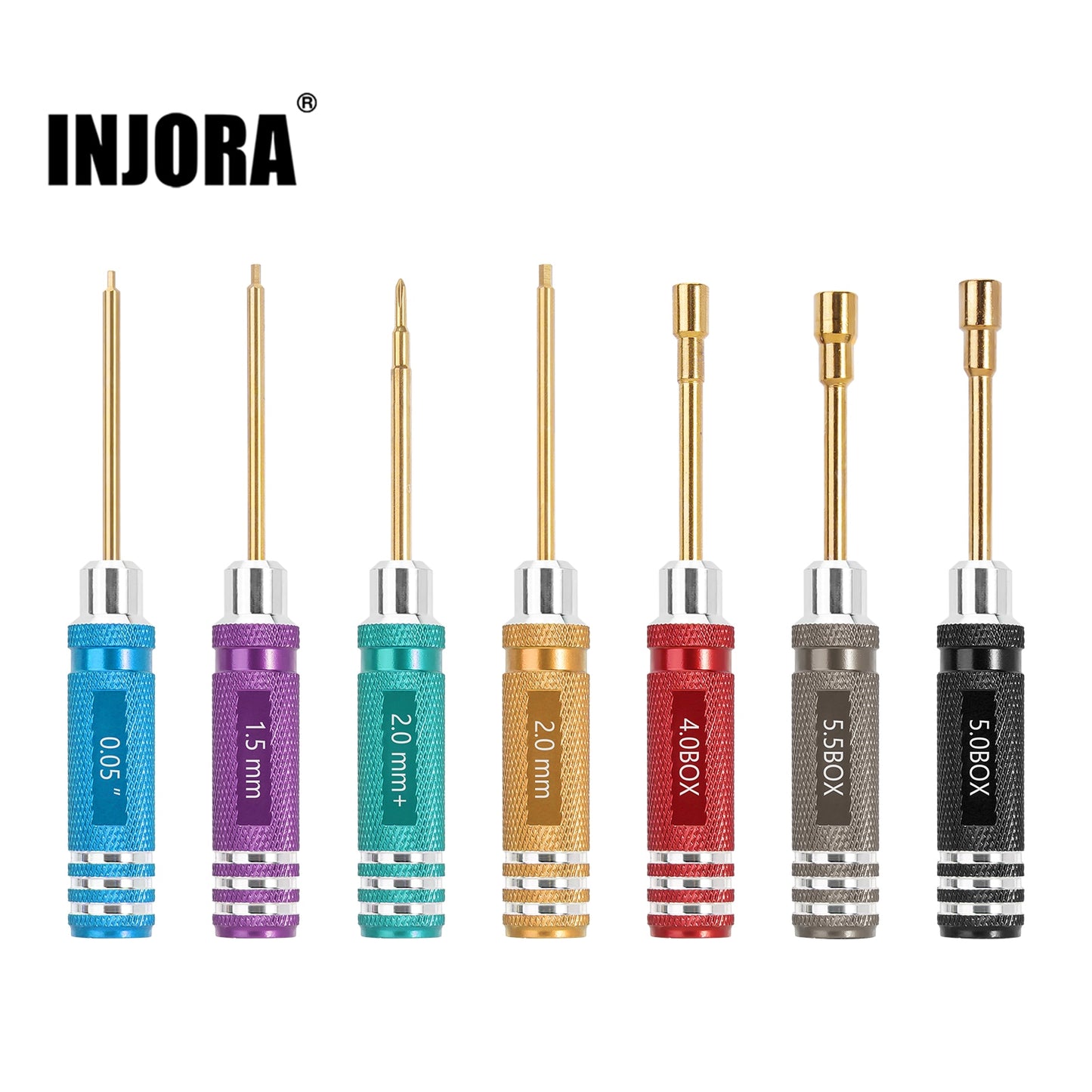 INJORA 7PCS Short Handle HSS Hexagonal Screwdriver Nut Driver Tool Kit