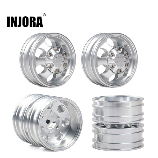 INJORA 2 Stuks CNC Metalen Voor Achter Velg Hub voor 1:14 RC Auto Tamiya Tractor Truck