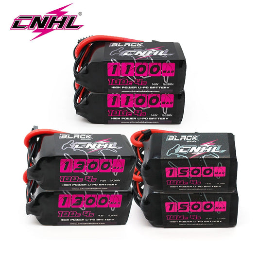 2PCS CNHL 4S 14.8V Lipo Battery 1100mAh 1300mAh 1500mAh 100C With XT60 Plug For FPV Airplane Drone Quadcopter Helicopter Hobby