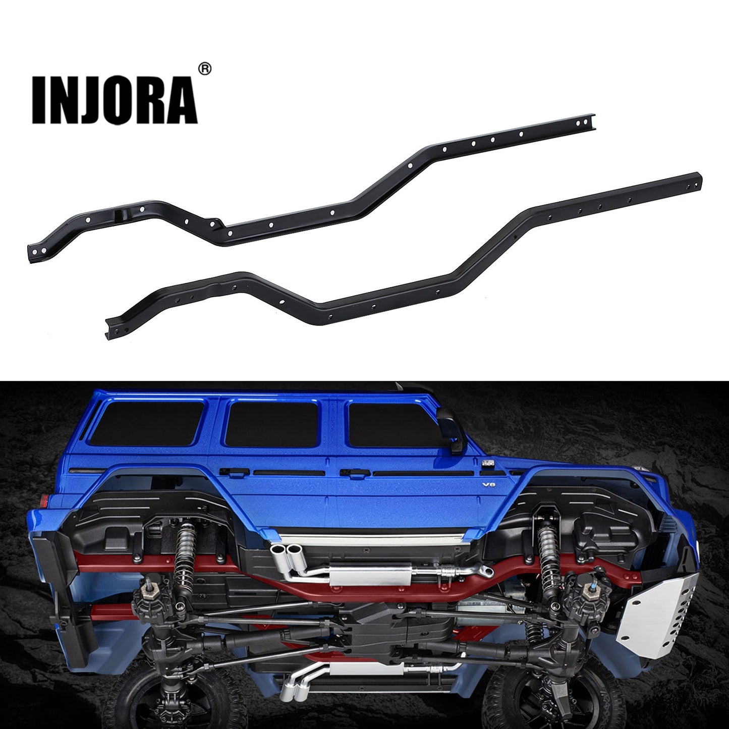 INJORA Heavy Duty Metal Steel Left Right Chassis Rails