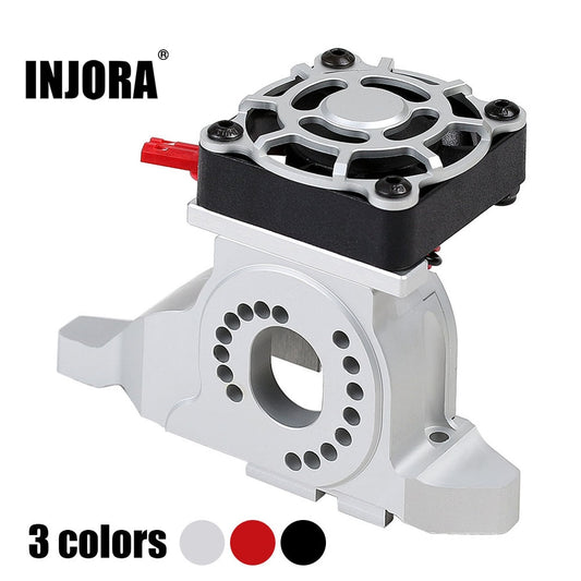 INJORA 1PCS Aluminum Alloy Motor Mount Heat Sink with Cooling Fan for 1/10 RC Crawler Car TRX-4 #8290