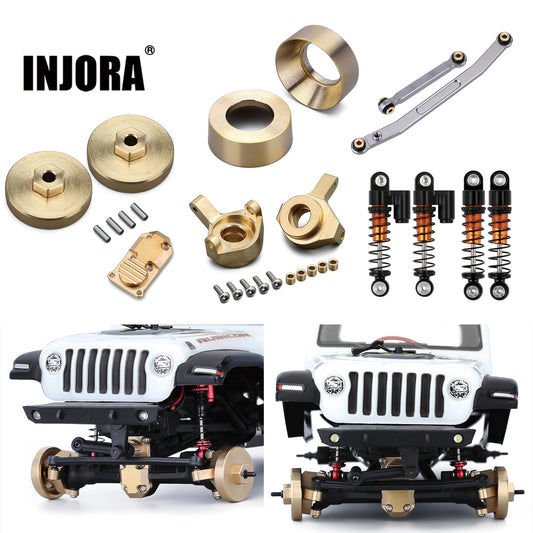 INJORA Brass Counterweight Steering Knuckles Wheel Hex Shock Absorber Axle Cover For RC Crawler Car Axial SCX24 Upgrade Parts