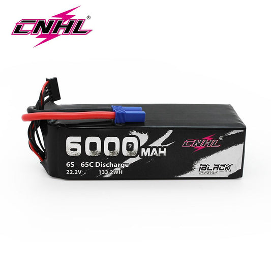 CNHL 6S 22.2V Lipo Batterij 6000mAh 65C Zwarte Serie Met EC5 Plug Voor Vliegtuig Helikopter voertuigen Auto Boot Truggy Buggy