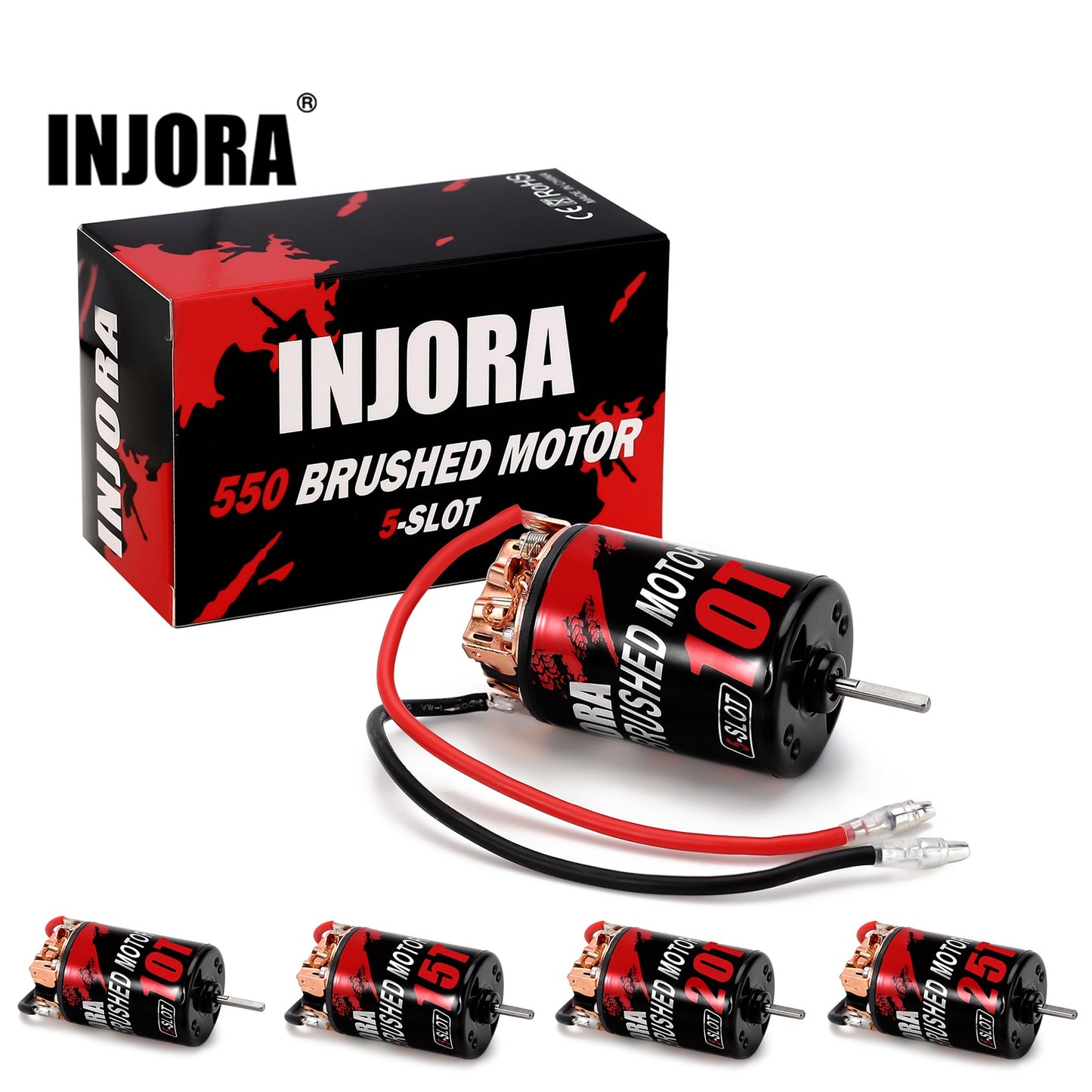 INJORA Waterdichte 550 Geborstelde 5-SLOT Motor 10T 15T 20T 25T voor 1:10 Schaal RC Model auto Crawler Truck (INM08)