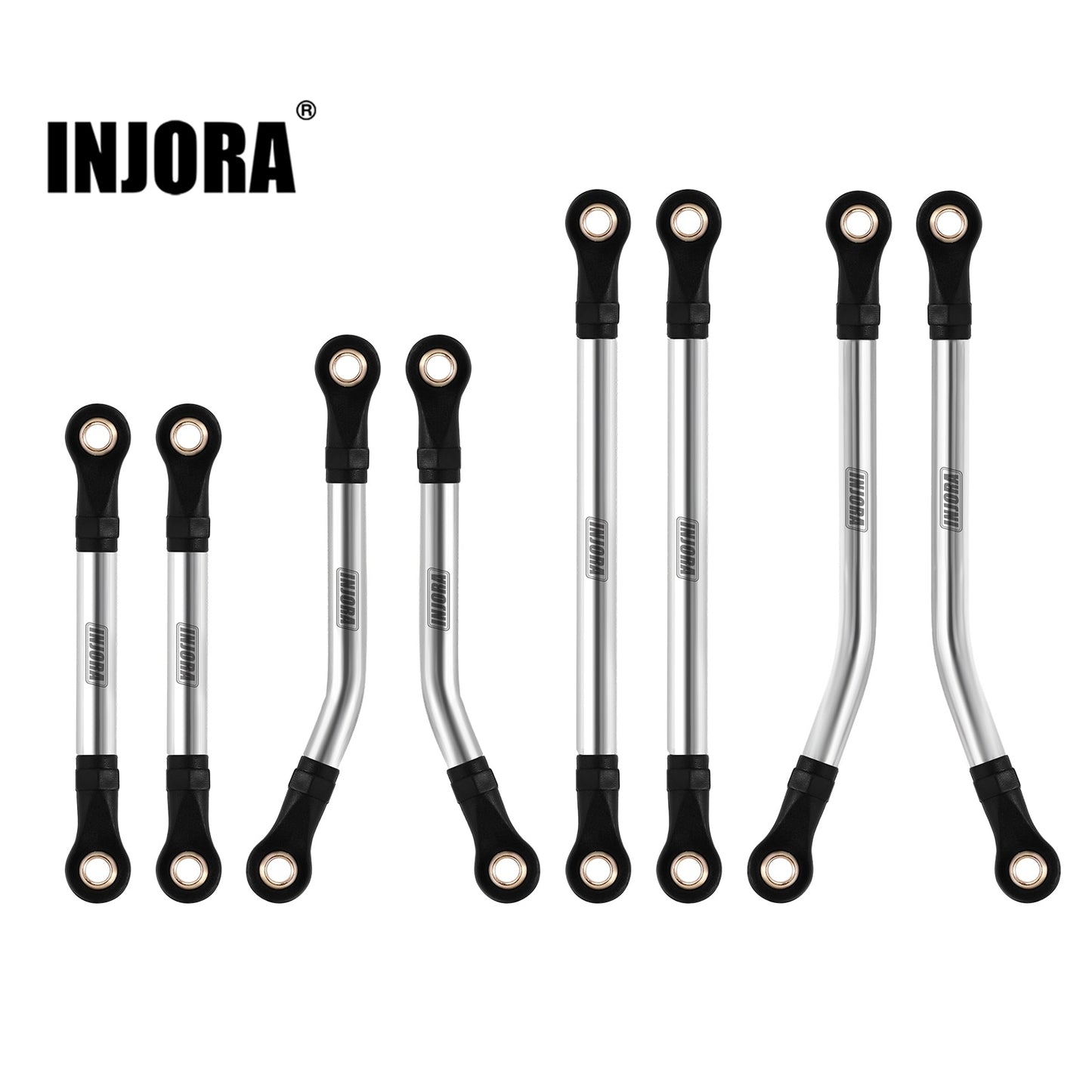 INJORA 8PCS Stainless Steel High Clearance Links Set for 1/18 RC Crawler TRX4M Upgrade Parts (4M-08)