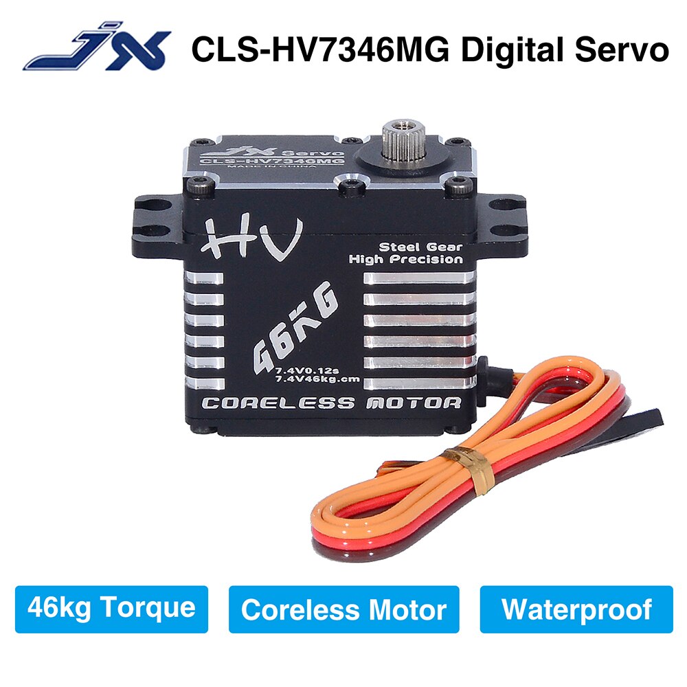 JX Servo CLS-HV7346MG 46KG Torque HV High Precision Steel Gear Full CNC Aluminium Shell Structure Digital Coreless Servo