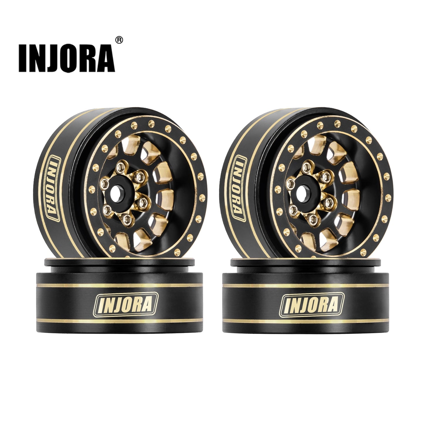 INJORA 1.0 Plus Brass Beadlock Wheel Rims for 1/24 1/18 RC Crawler SCX24 TRX4M FCX24 (W1101 W1103)