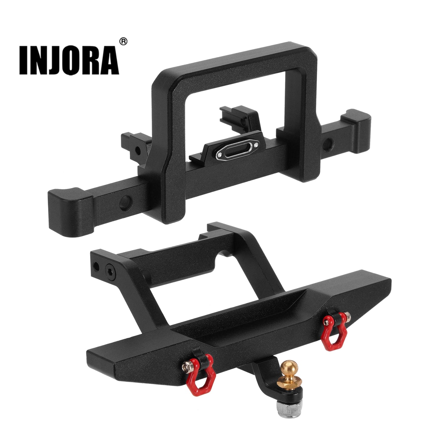 INJORA Paraurti anteriore classico in alluminio CNC per aggiornamento Defender RC Crawler TRX4M 1/18 (4M-44)