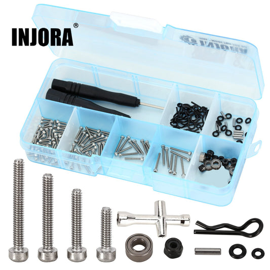 INJORA Stainless Steel Screws Set Nuts Bearings O-rings Pin RC Tool Kit For Axial SCX24 C10 Deadbolt Jeep JLU Gladiator Bronco