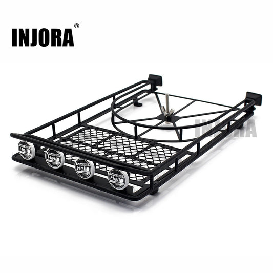 INJORA Metal Roof Rack Luggage Carrier with LED Light for 1/10 RC Crawler D90 Axial SCX10 SCX10 II 90046