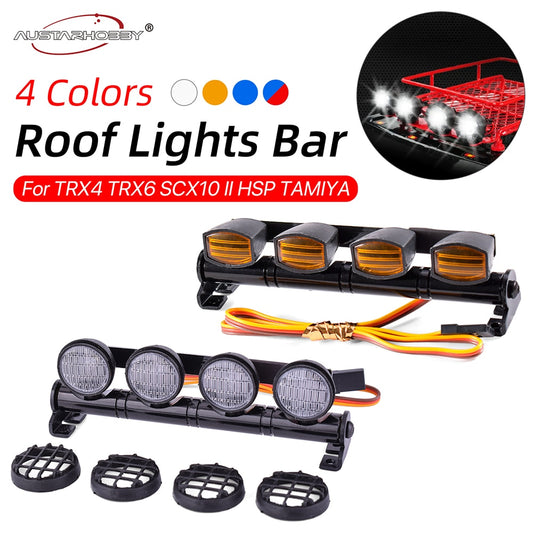 AUSTAR RC Lampadine da tetto 1:10 Accessori cingolati con 4 LED per TRX4 TRX6 90046 Axial SCX10 II HSP TAMIYA CC01 Kit luci