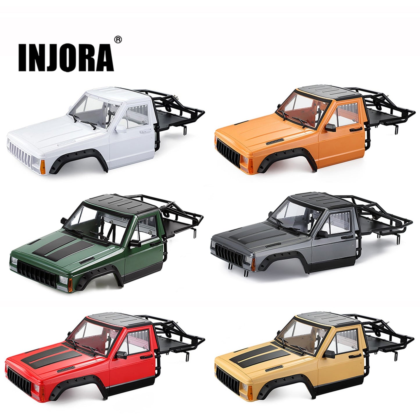 INJORA RC Car Cherokee Body Cab e Mezza Gabbia Posteriore per 1/10 RC Crawler TRX4 Axial SCX10 90046