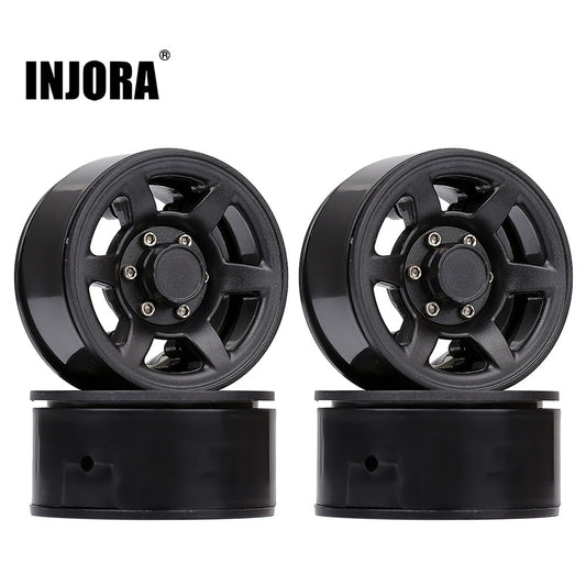 INJORA 4Pcs Plastic 1.55" Beadlock Wheel Rim White/ Black for 1/10 RC Crawler Car Axial 90069 D90 TF2 Tamiya CC01 LC70 MST JIMNY