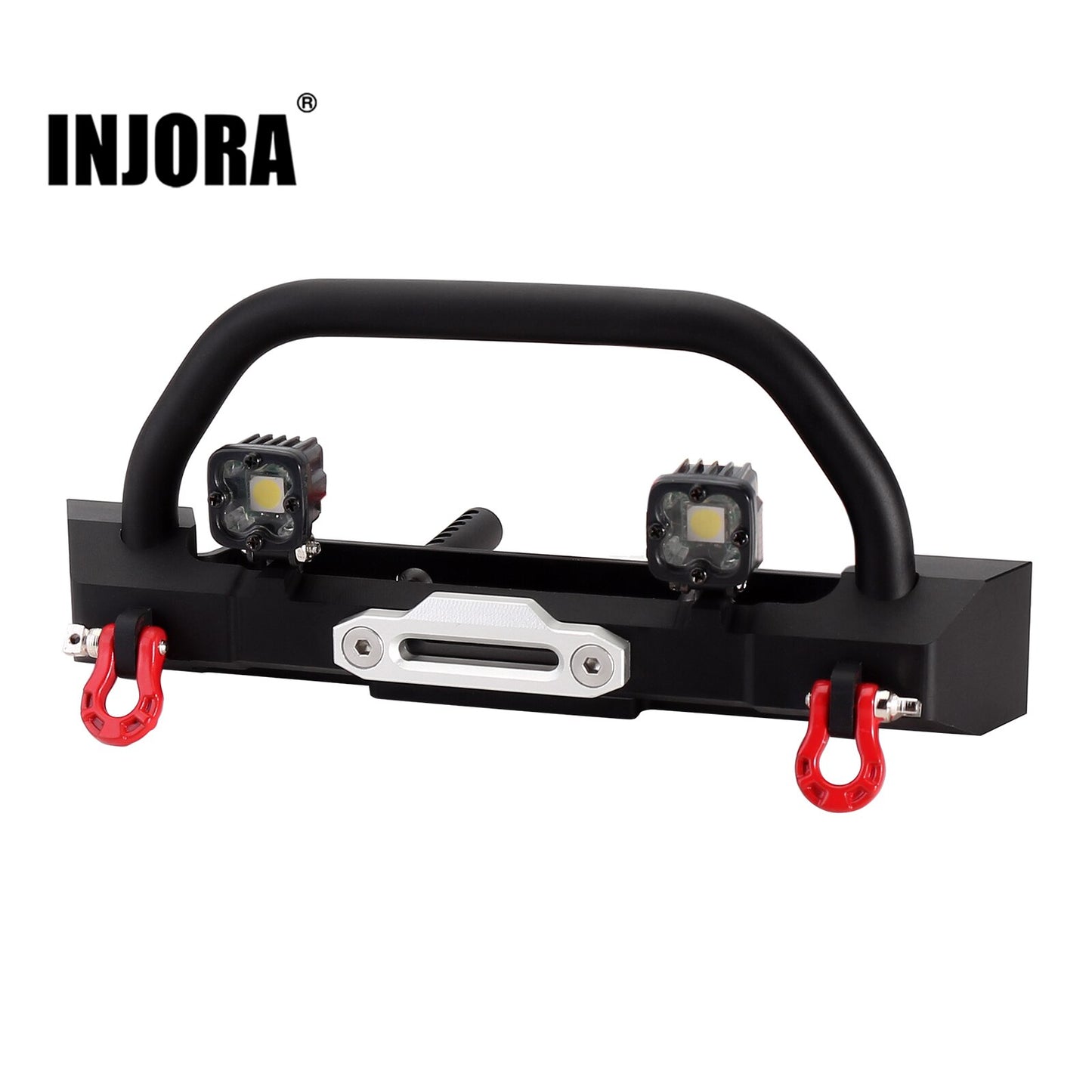 INJORA CNC Metal Front Bumper with Spotlights