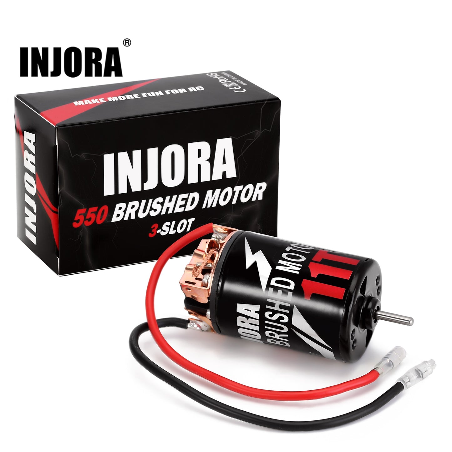 INJORA Waterproof 3-SLOT 550 Brushed Motor 11T 16T 23T 28T 37T for 1:10 Scale RC Model Car Crawler Truck Buggy (INM09)