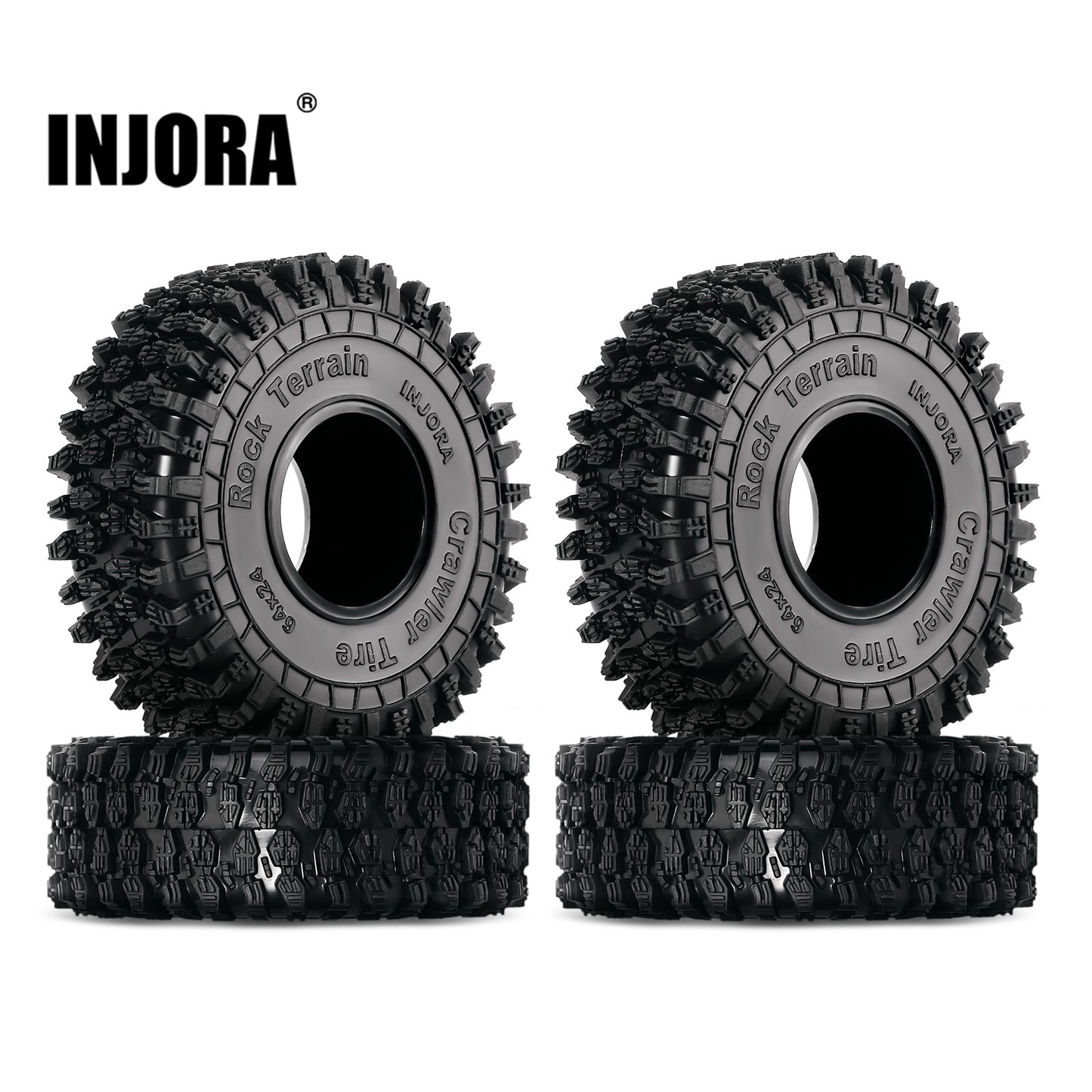 INJORA Super Soft Sticky 1.0 Crawler Banden 64*24mm voor 1/18 1/24 RC Crawler Auto Axiale SCX24 FMS FCX24 AX24 Upgrade (T1011)