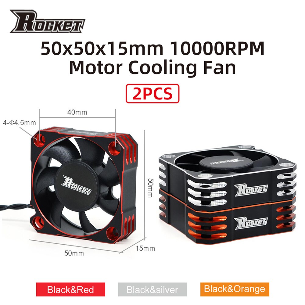 2PCS SURPASS HOBBY Rocket RC Motor Fun 50mm Metal Cooling Fan 8.5V/10000RPM Heat Dissipation for 1/8 1/5 1/6 RC Car Truck