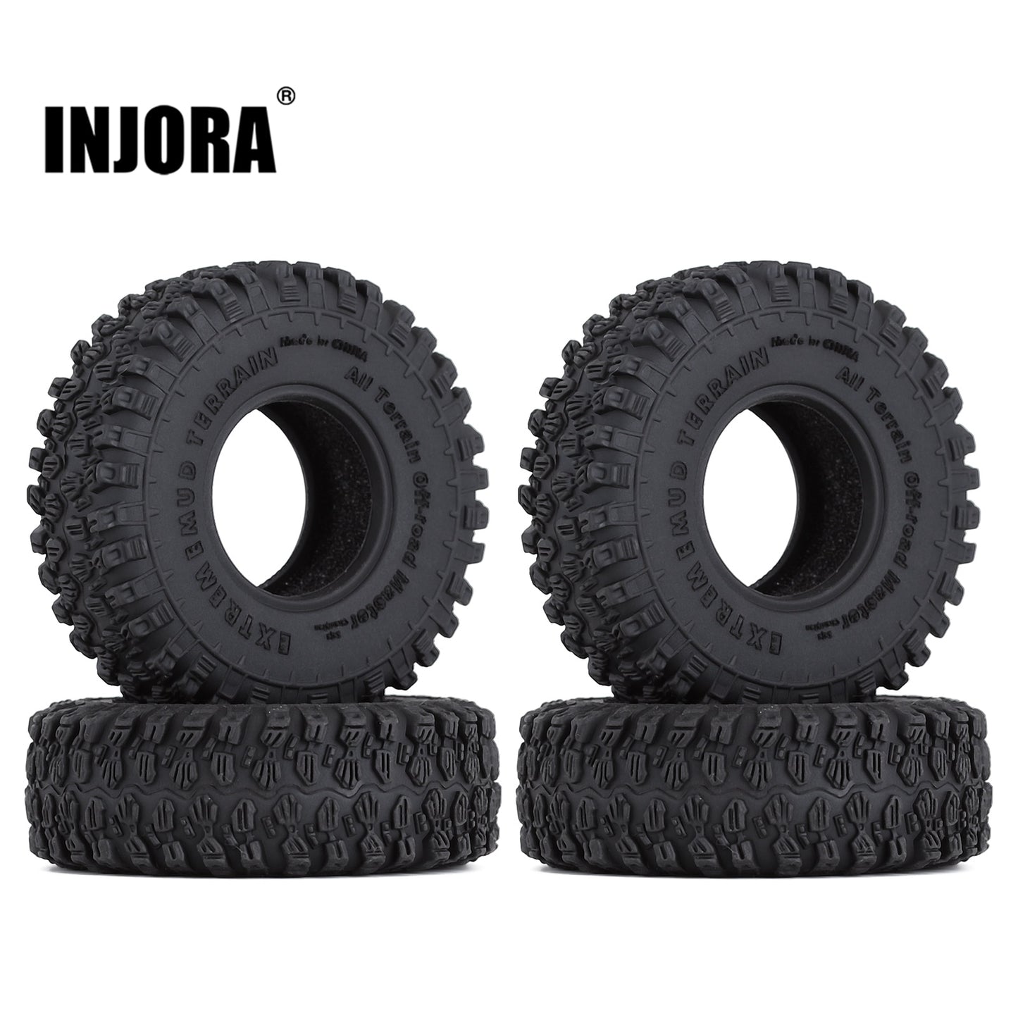 INJORA 4PCS 54*18mm Soft Rubber Extreme Mud Terrain 1.0" Wheel Tires for 1/24 RC Crawler Car Axial SCX24 AX90081 AX24 (T1003)