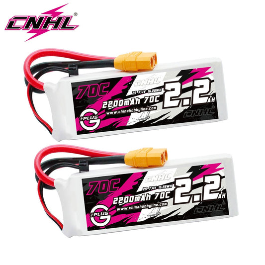 2pcs CNHL 2S 7.4V Lipo Battery 2200mAh 70C With XT60 Plug For RC Airplane Quadcopter Drone FPV Car Helicopter Racing Hobby