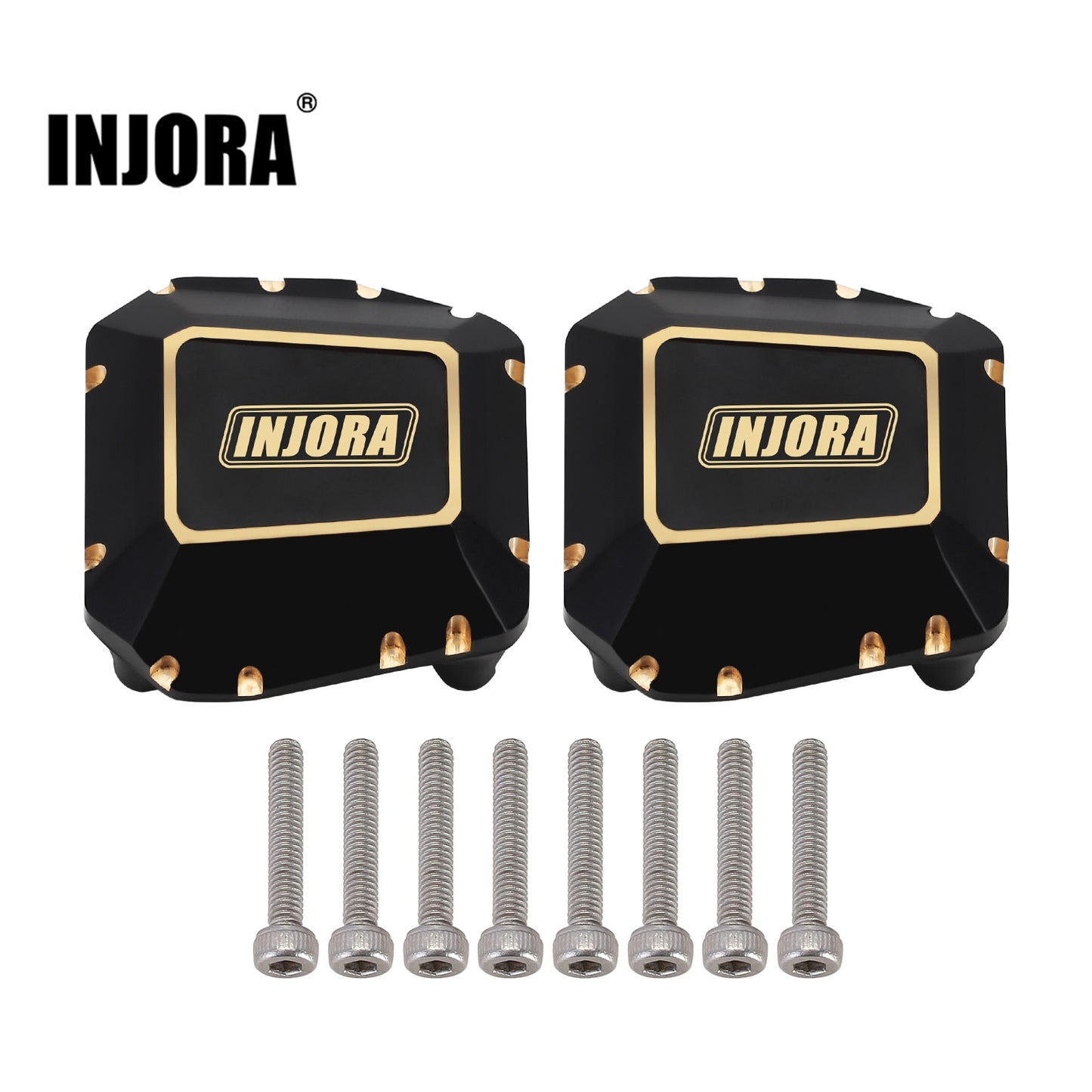 INJORA 38g Black Coating Brass Differential Axle Cover for 1/10 RC Crawler SCX10 PRO SCX10 III AR45 Upgrade