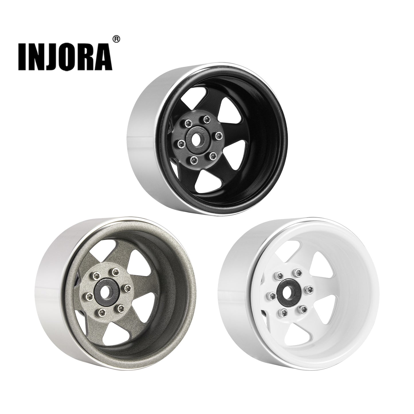 INJORA Offset -8.9mm Metalen 1.9 "Beadlock Velg Deep Dish Hub voor 1/10 RC Crawler Auto TRX4 Axiale SCX10 90046 UTB18 (W1948)