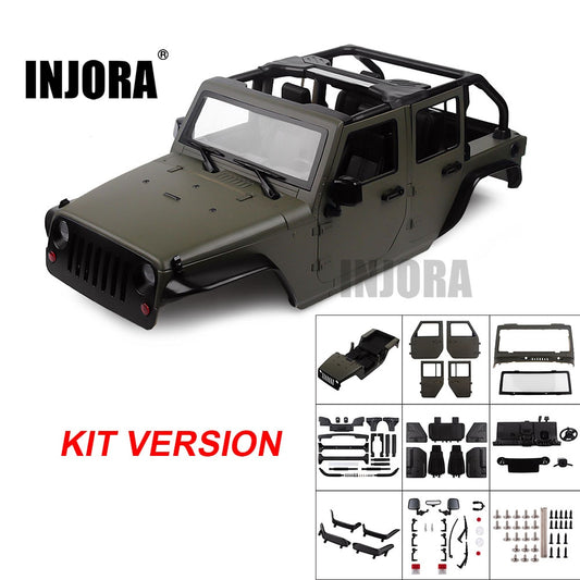 INJORA Ongemonteerde Kit 313mm Wielbasis Converteerbare Open Carrosserie voor 1/10 RC Crawler Axiale SCX10 90046 Jeep Wrangler
