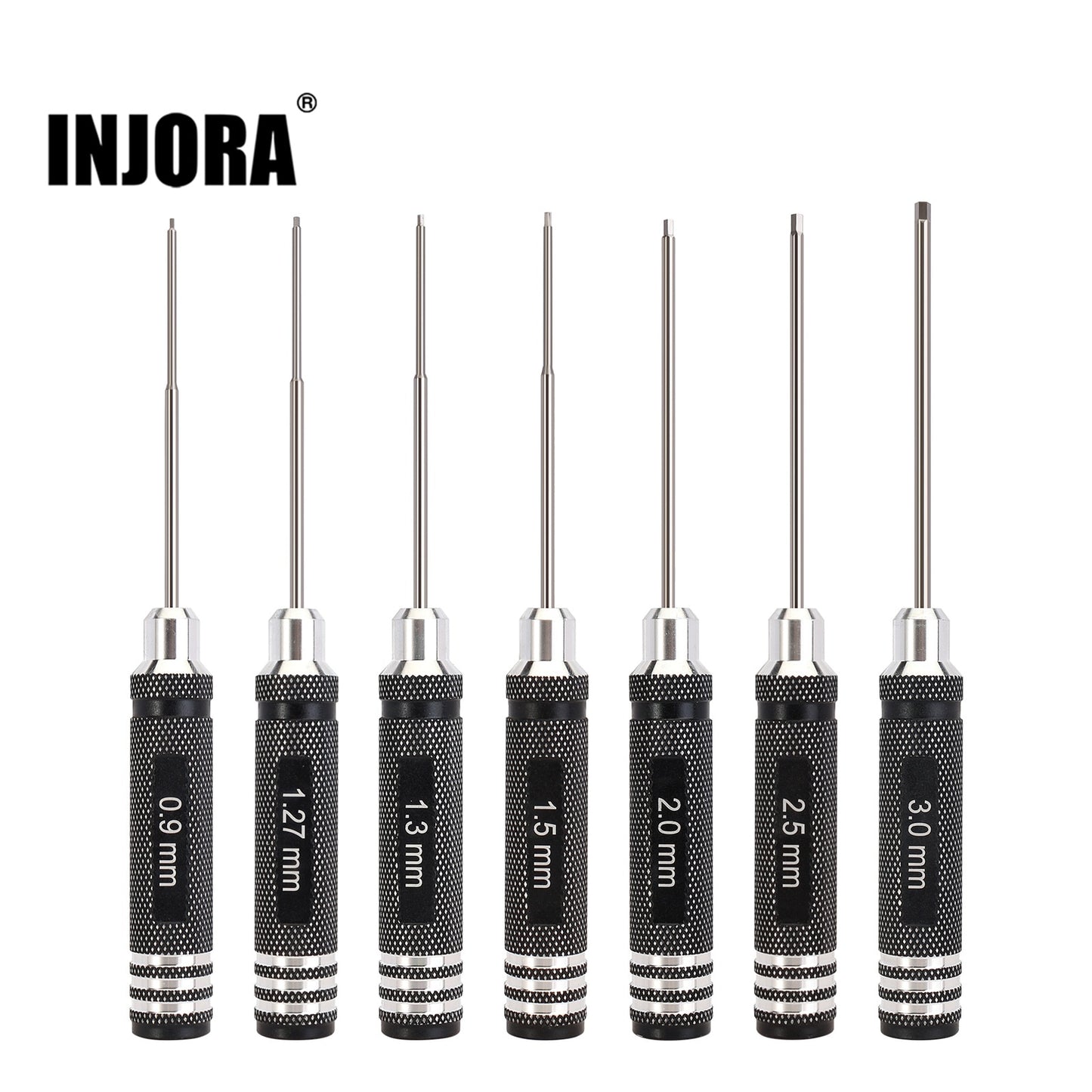 INJORA 7PCS HSS Steel Hex Screwdriver Set 0.9/1.27/1.3/1.5/2.0/2.5/3mm Tool Kit