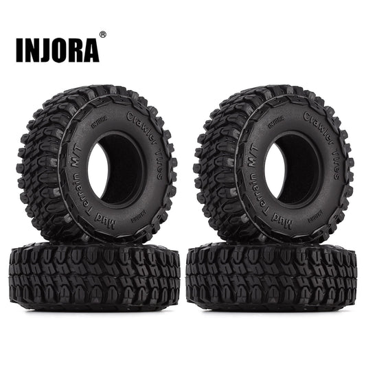 INJORA 1.0" Soft Rubber Mud Terrain Wheel Tires for 1/18 1/24 RC Crawler Car Axial SCX24 Gladiator AX24 Upgrade Part (T1002)
