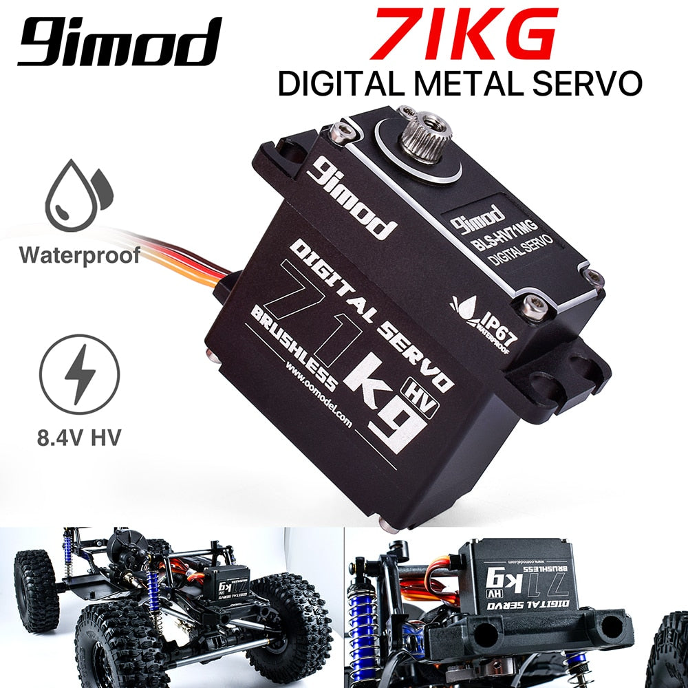 9iMOD RC Servo 71KG Brushless Waterproof Servo Metal Gear Steering High Speed High Torque Servo HV for 1/8 1/10 RC Car Robot