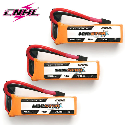 3PCS CNHL Lipo Battery 4S 14.8V 450mAh 70C MiniStar With XT30U Plug For Mini Quad RC FPV Airplane Quadcopter Drone Racing Hobby