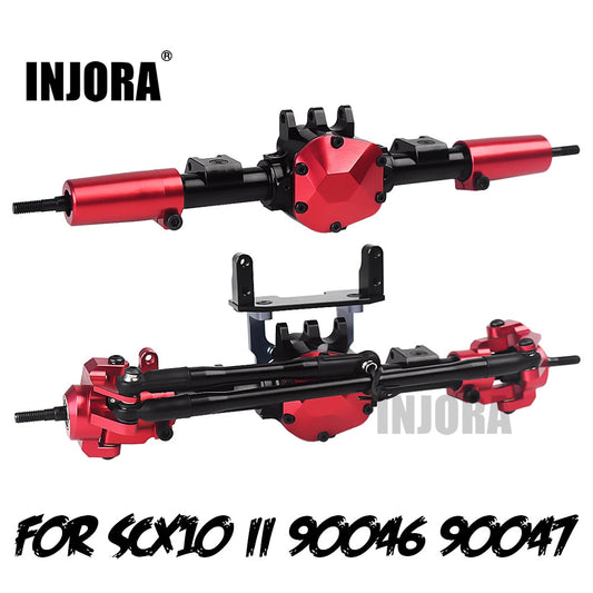 INJORA RC Auto CNC In Metallo Asse Anteriore/Posteriore con Protezione per 1:10 RC Crawler Auto Axial SCX10 II 90046 90047