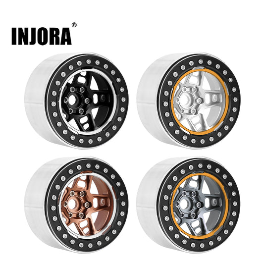 INJORA -10mm Offset 5-Spokes 2.2" Beadlock Wheel Rim for 1/10 RC Crawler Car TRX4 TRX6 SCX10 RR10 Wraith (W2209)