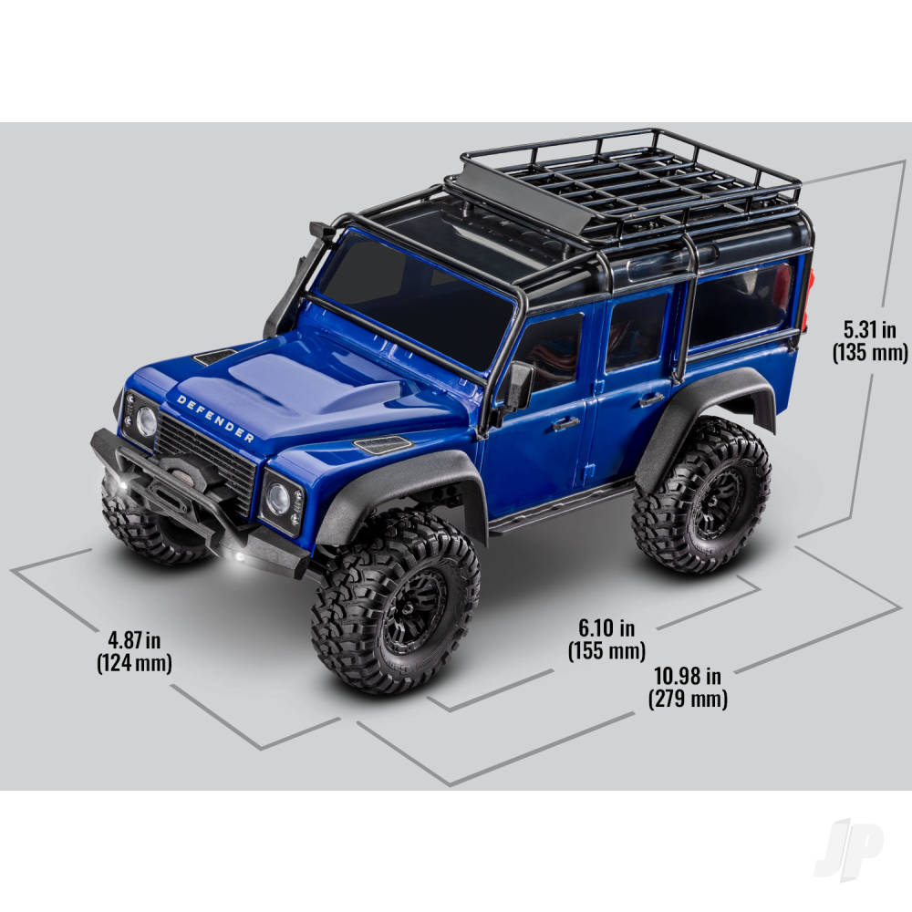 TRAXXAS TRX-4m Land Rover Defender 1:18 4X4 elektrische trailcrawler, BLAUW TRX97054-1-BLAUW (schaduwvoorraad)