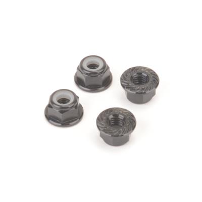 Monkey King M4 ALLOY SERRATED NYLOC NUTS - BLACK - 4PCS   MK5485BK